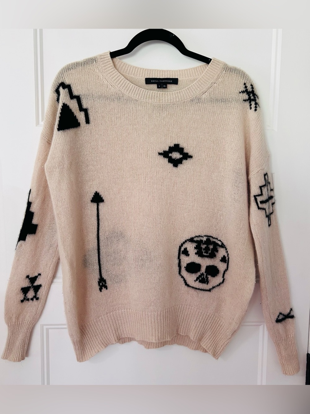 Skull Cashmere 100% Cashmere Western Skull Sweater S Boho Ranch Scandinavian